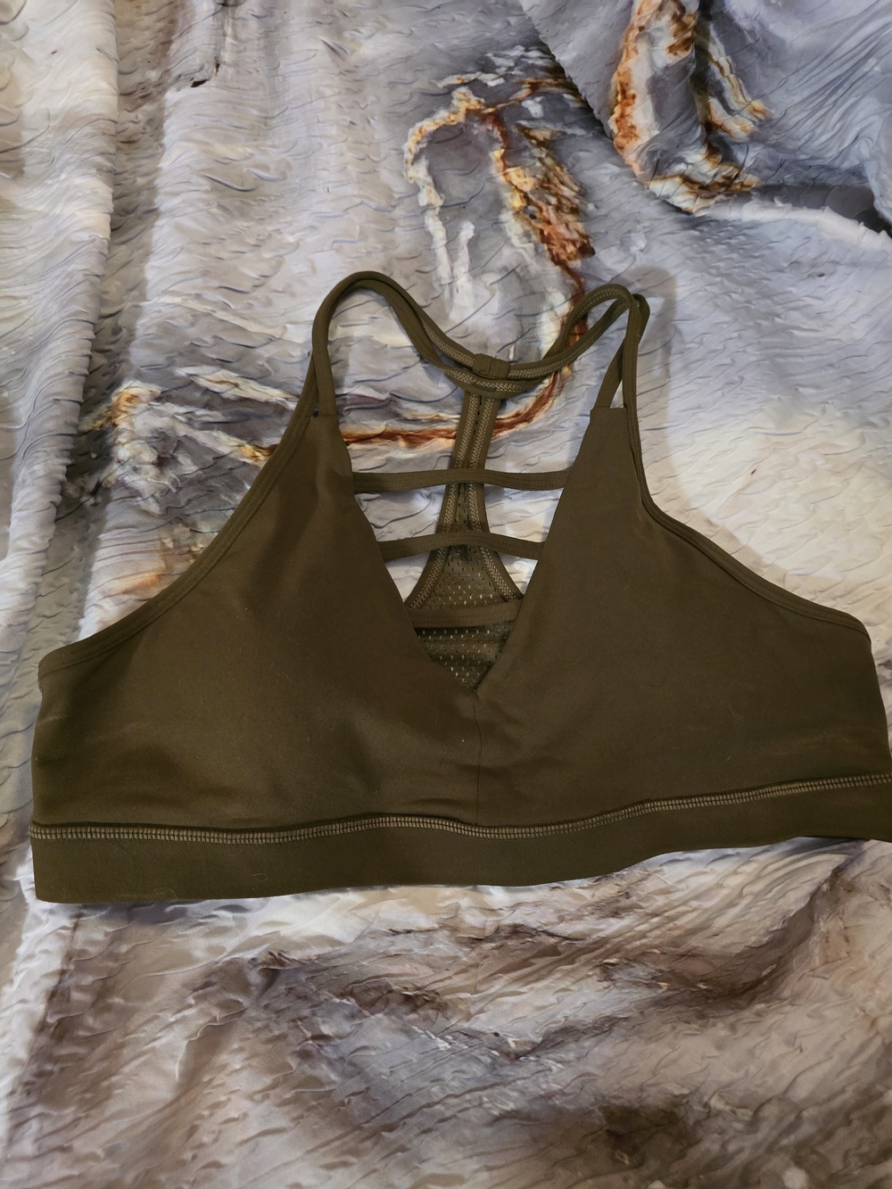 Olive Strappy Back Sports Bra - Comfortable Light Support